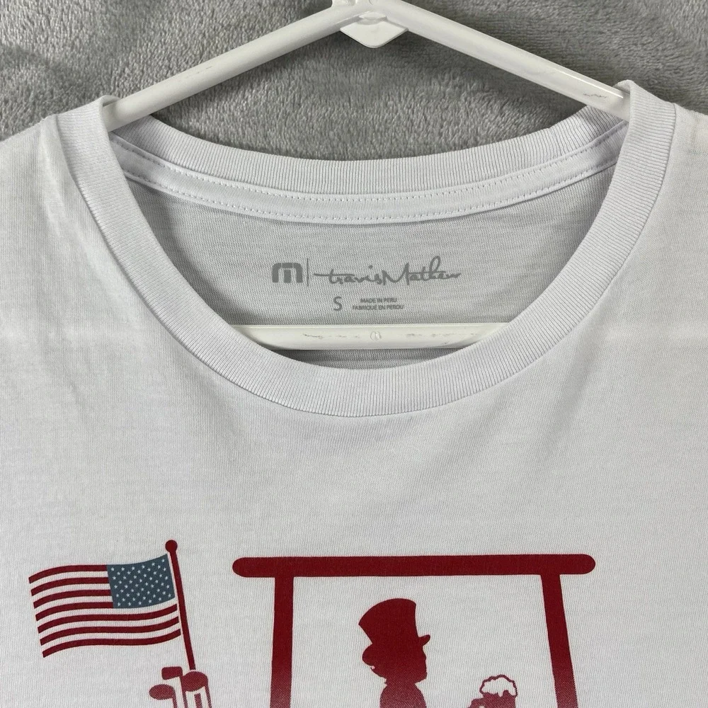 Travis Mathew T-Shirt mens Small Graphic Golf Cart USA July 4th 100% Pima Cotton - Picture 4 of 13